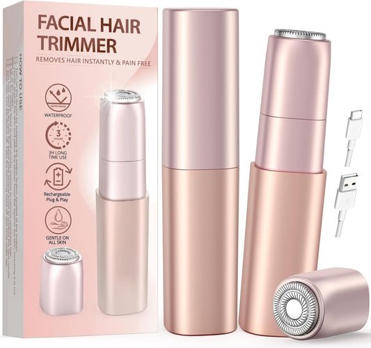 iFANZETECH Rasuradora Facial Mujer Afeitadora Facial: Mini Afeitadora Eléctrica, sin Dolor Elimina el Vello Cara, Labios, Barbilla, Mejillas, Frente, para Premaquillaje, USB-C Recargable, Regalo Mujer