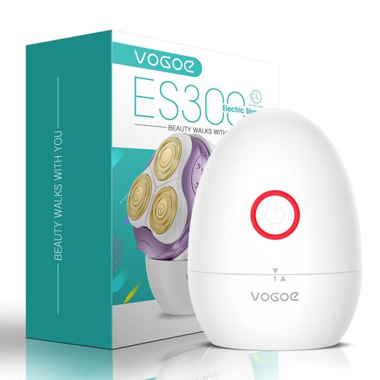 VOGOE Afeitadora Eléctrica Mujer con Cabezal Flotante 3D, Cuchilla Autoafilable y Recargable –Rasuradora Mujer para Piernas, Axilas, Cuerpo, Bikini y Rostro–Para Uso en Seco o en la Ducha Morado ES300