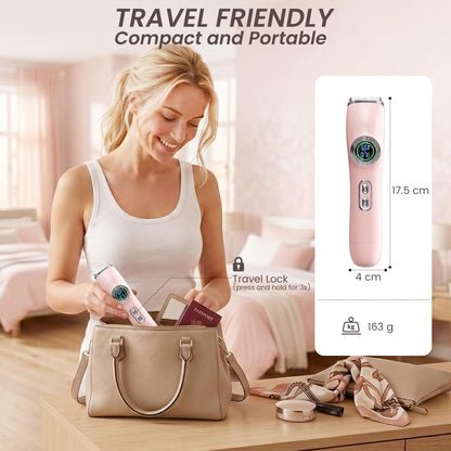 GleamTrim Afeitadora Electrica Mujer 2 en 1, Rasuradora Mujer Zona Intima Impermeable IPX7,Afeitadora mujer Seco/HúMedo, Recortadora Corporal Mujer para Facial Brazos Axilas Pierna Bikini