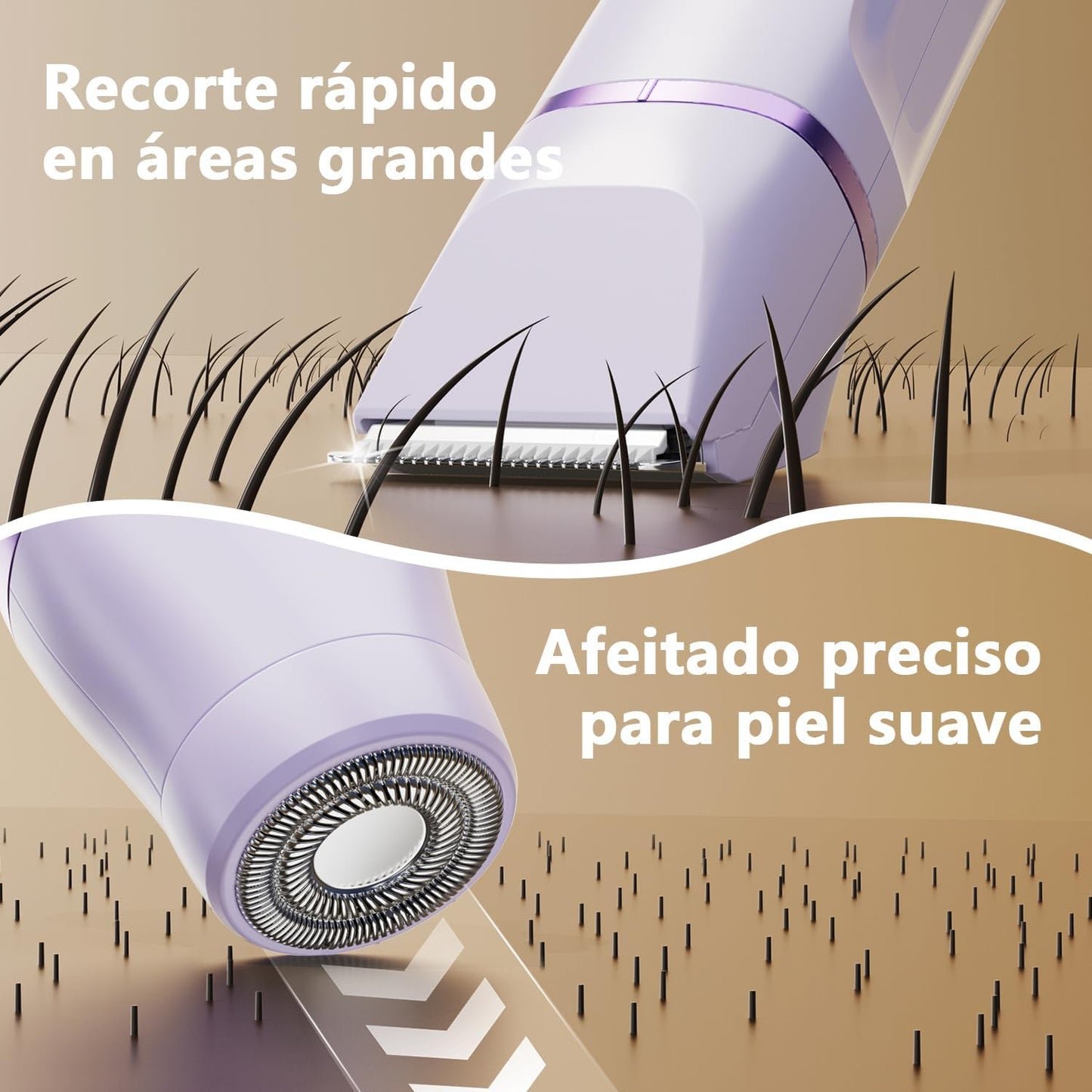 Afeitadora Electrica Mujer IPX7 Impermeable - Rasuradora Mujer Zona Intima (Cara, Braces y Cuerpo), Maquinilla Afeitar con 4 Peines de Precisión, Pantalla LED, Recarga USB, Regalos Aniversario