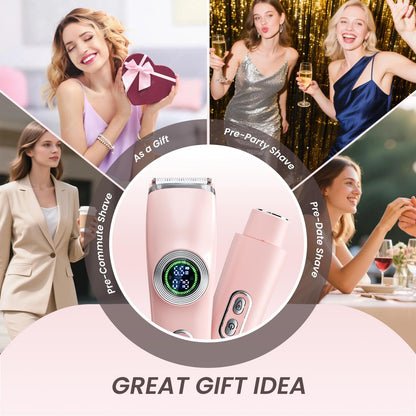 GleamTrim Afeitadora Electrica Mujer 2 en 1, Rasuradora Mujer Zona Intima Impermeable IPX7,Afeitadora mujer Seco/HúMedo, Recortadora Corporal Mujer para Facial Brazos Axilas Pierna Bikini